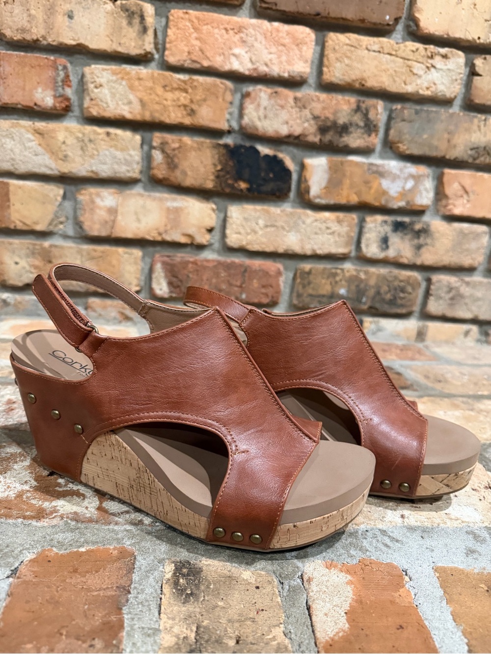 Corkys Wedge Slingback Sandals in Chestnut Brown Sz 11